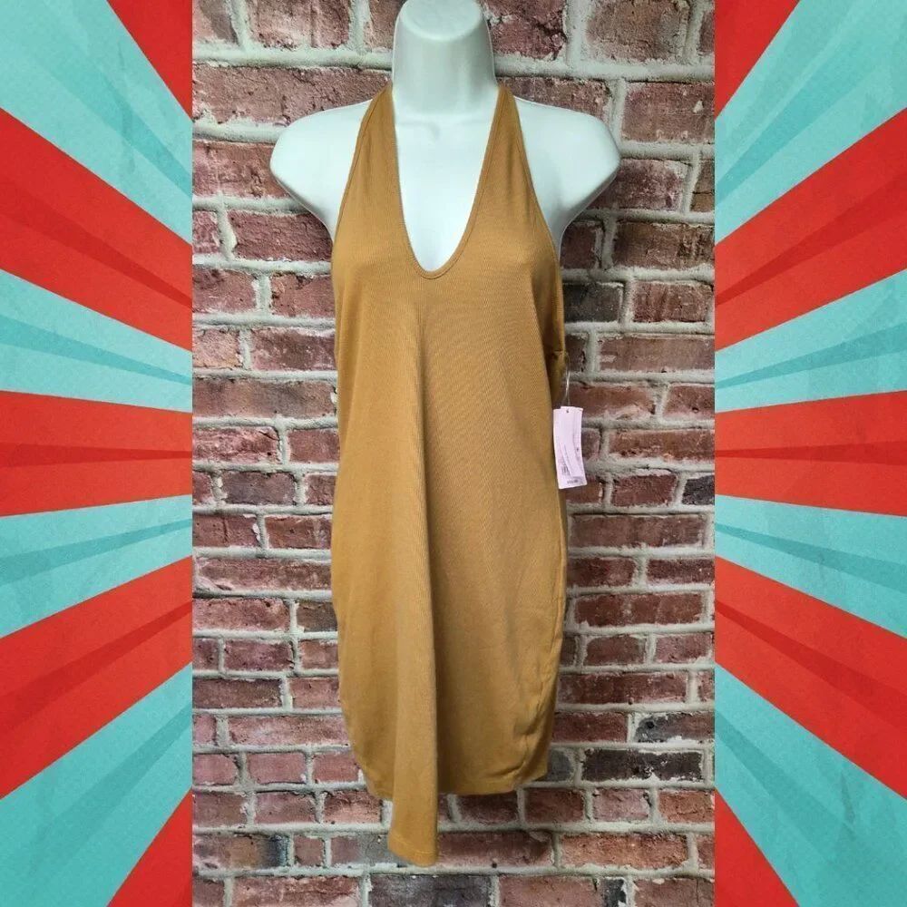 Wild Fable Ribbed‎ Mini Dress | Women’s XXL | Cognac Sleeveless Tie-Strap Dress